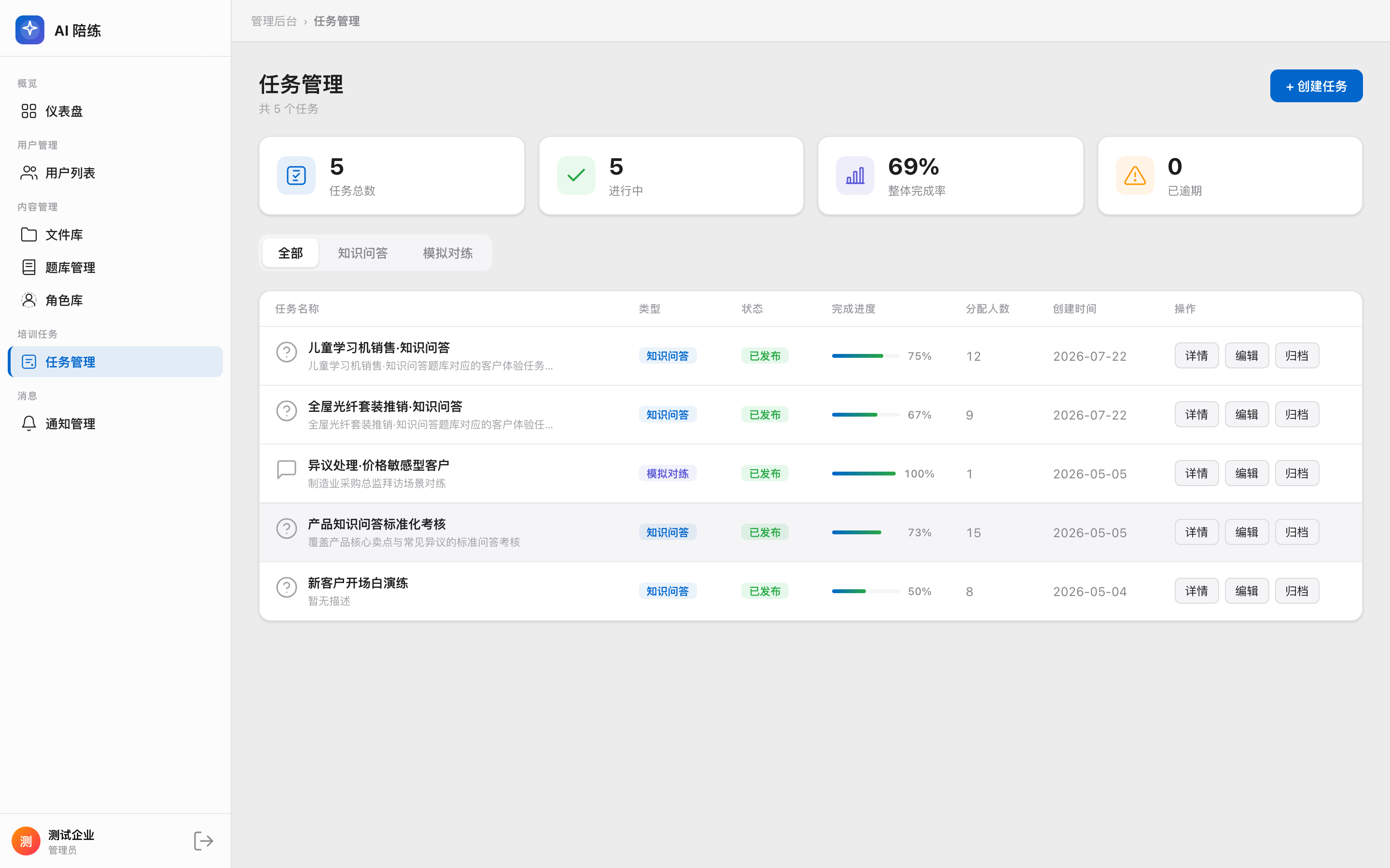 管理后台任务列表